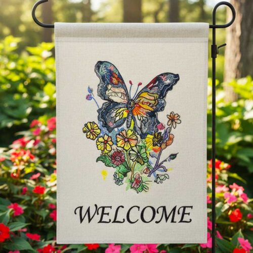 Flower Butterfly 3 welcome sign