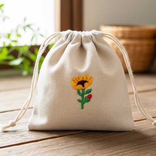 mini flower 6 drawstring bag