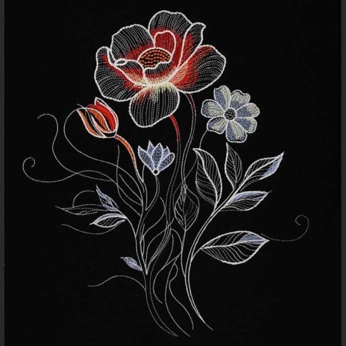 moonlight rose daisy embroidery design