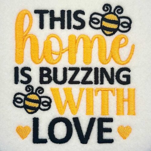 Home is buzzing embroidery design