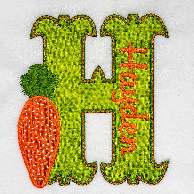HwithCarrot | Embroidery Legacy Wild West font with carrot