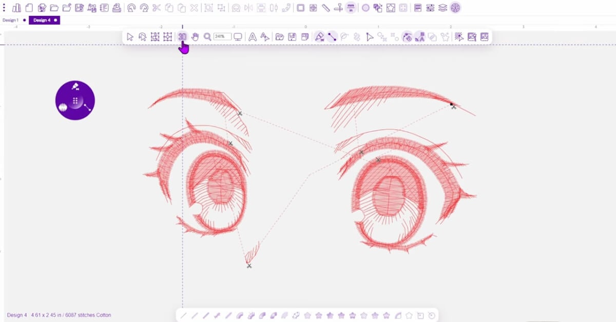 Underlay stitches supporting outlines and fills in anime embroidery digitizing