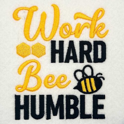 Work Hard embroidery design