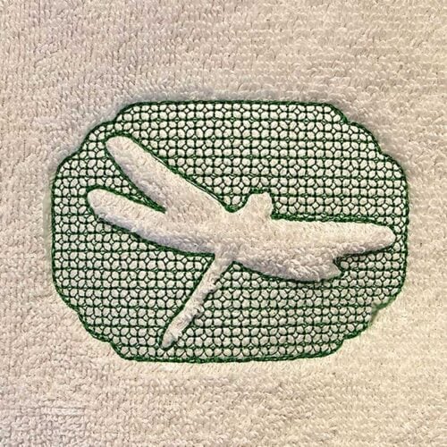 Dragonfly embossed embroidery design