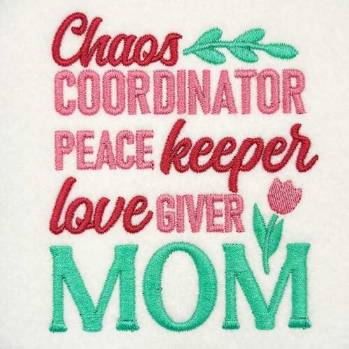 Chaos Co-coordinator embroidery design