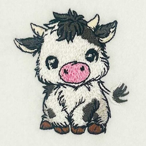 Chibi cow embroidery design