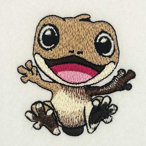 chibi frog embroidery design