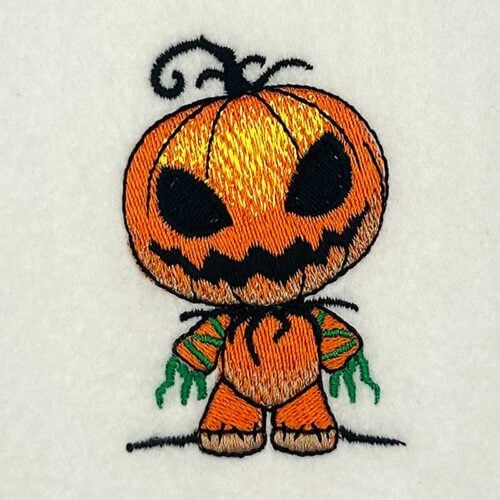 Chibi pumpkin embroidery design