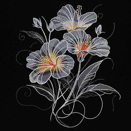 EL moonlight hibiscus embroidery design