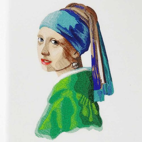 Girl with a pearl earring embroidery design