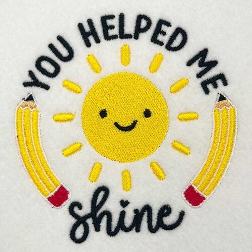 Helped me shine embroidery design