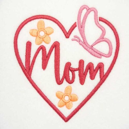 Mom heart embroidery design