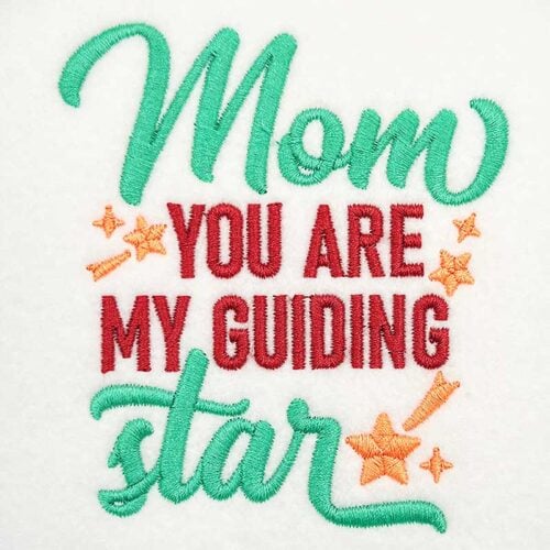 Mom star embroidery design
