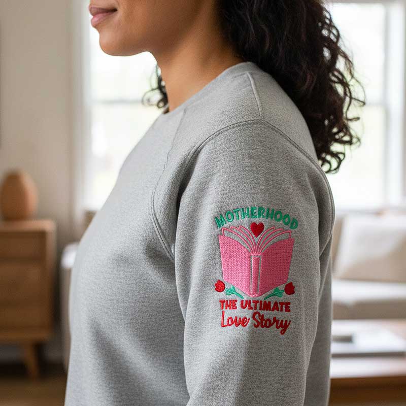 MotherhoodStorySweatshirt | Embroidery Legacy Motherhood story sweatshirt