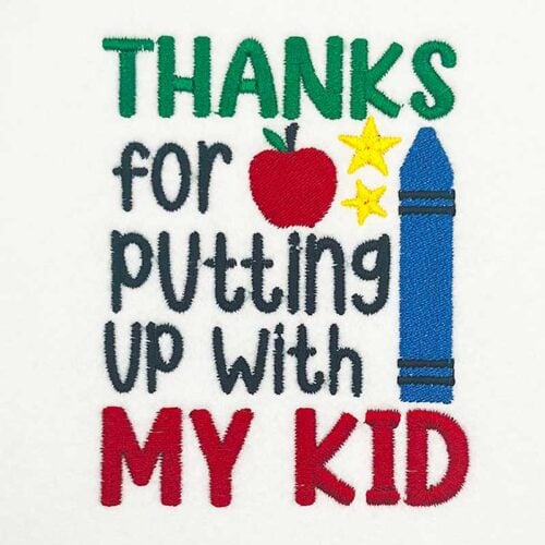 Putting up with my kid embroidery design