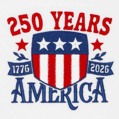 250 Years America shield embroidery design