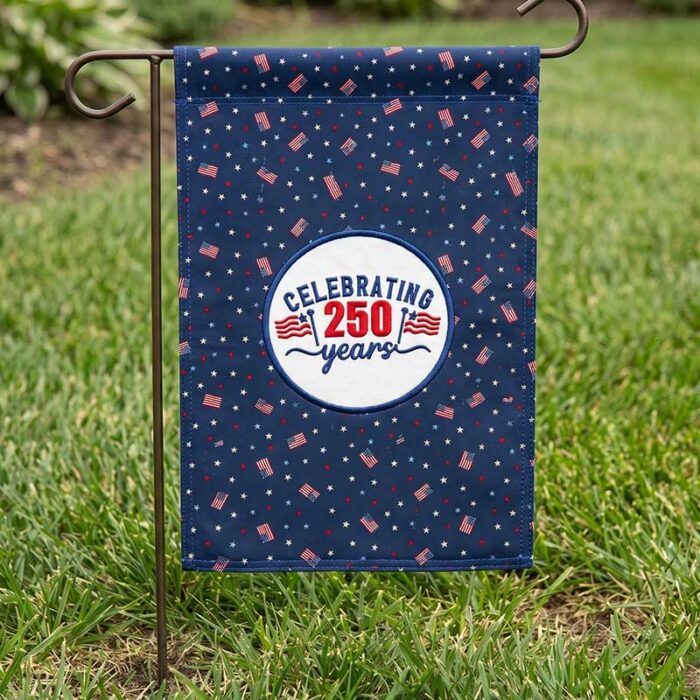 Celebrating_LawnSign | Embroidery Legacy celebrating 250 years lawn flag