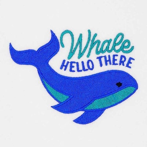 whale hello there embroidery design