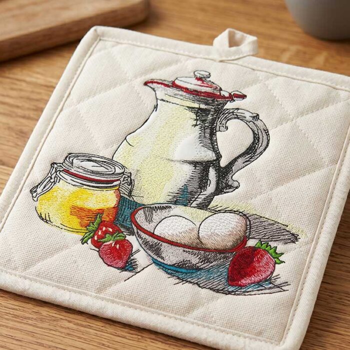ELSK_JamEggs_HotPad | Embroidery Legacy jam and eggs hot pad