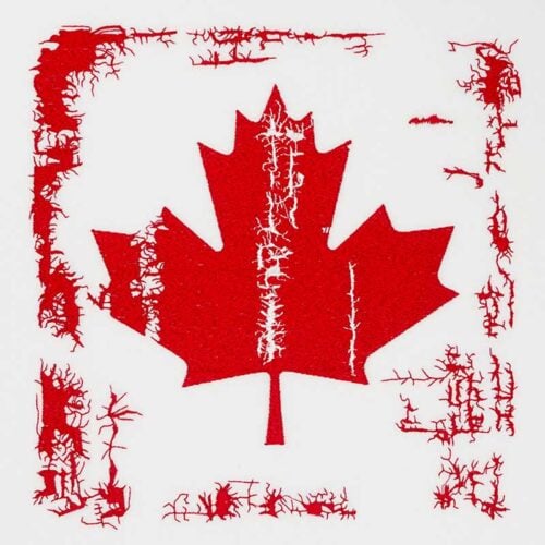EL_DistressedMapleFlag_LG | Embroidery Legacy Distressed Maple Leaf flag embroidery design