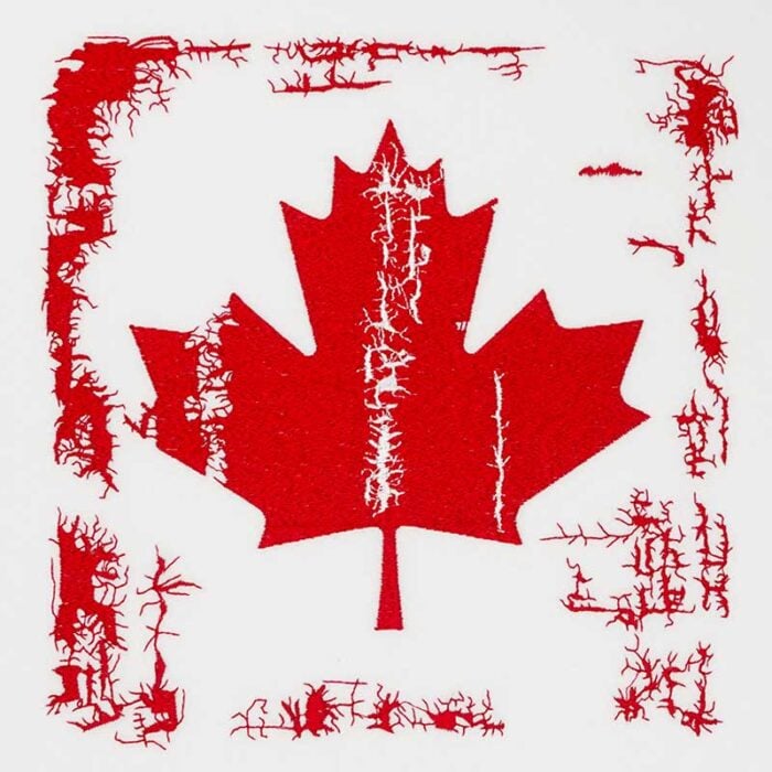EL_DistressedMapleFlag_LG | Embroidery Legacy Distressed Maple Leaf flag embroidery design