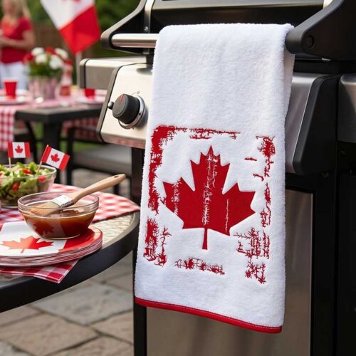 Distressed Canadian flag towel