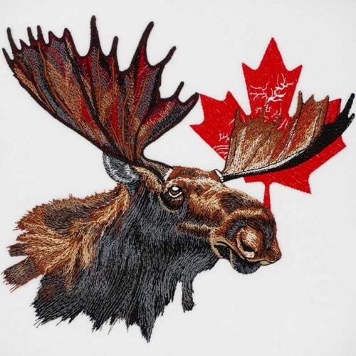 EL_MooseLeaf_LG | Embroidery Legacy Moose with leaf embroidery design