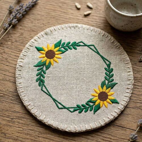 Sunflower hexagon coaster