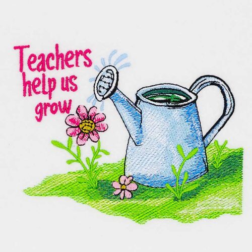 Teachers help us grow embroidery design