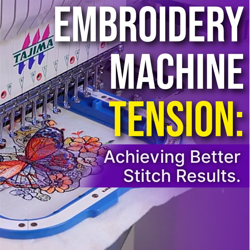 embroidery-machine-tension-hero-cover | Embroidery Legacy Close-up of an embroidery machine stitching a colorful butterfly design, illustrating proper embroidery machine tension for clean stitch quality.
