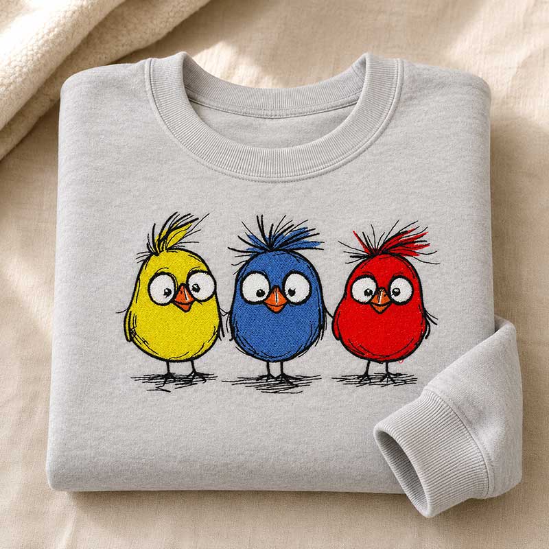 FunnyBirds1_Sweatshirt | Embroidery Legacy Funny Birds 1 Sweat shirt embroidery design