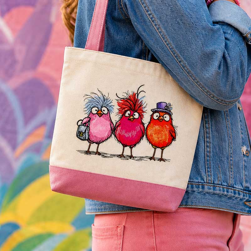 FunnyBirds2_ToteBag | Embroidery Legacy Funny Birds 2 tote bag