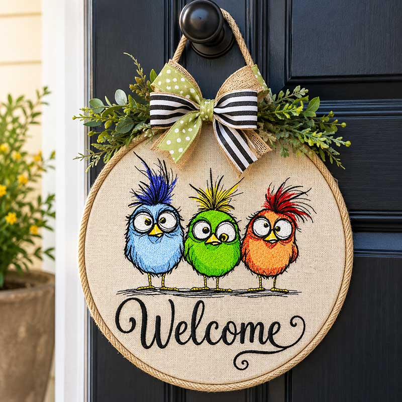 FunnyBirds3_DoorHanger | Embroidery Legacy Funny Birds 3 door hanger