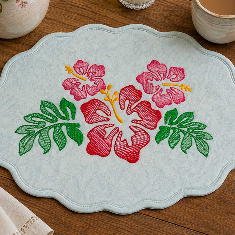 HibiscusTableTopper | Embroidery Legacy Hibiscus table topper