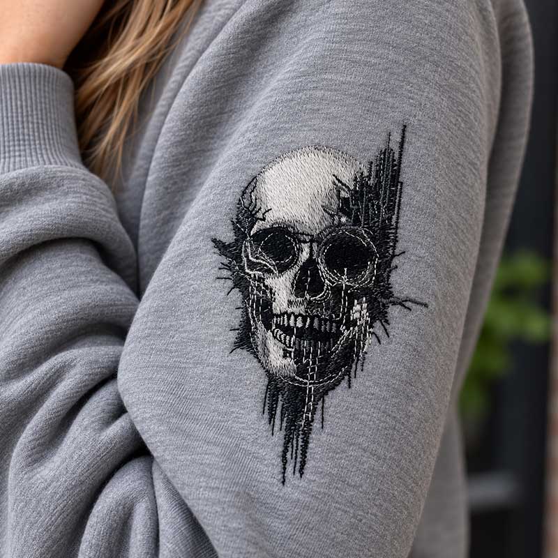 EL_CreepySkull1_Sweatshirt | Embroidery Legacy Creep Skull sweatshirt
