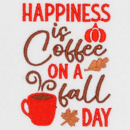 Happiness is coffee embroidery design