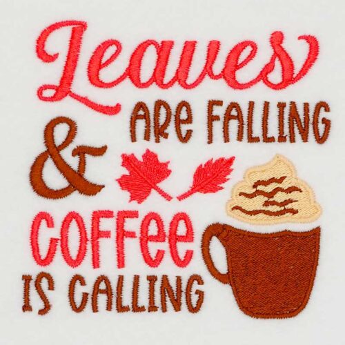 Leaves are falling embroidery design