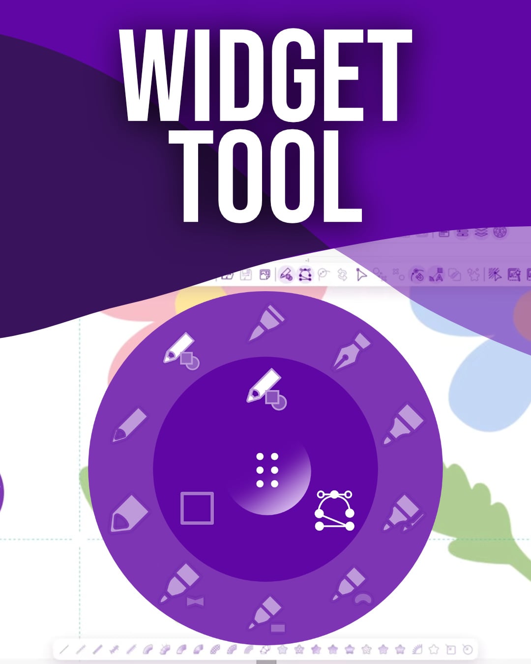 widget-tool-embroidery-legacy-software-mobile | Embroidery Legacy Widget Tool in Embroidery Legacy Digitizing Software showing quick-access drawing and embroidery tools.