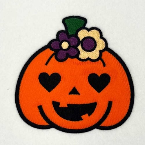 pumpkin flowers applique embroidery design