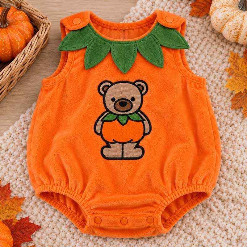 SDCFA2_BearPumpkin_Romper | Embroidery Legacy bear pumpkin onesie
